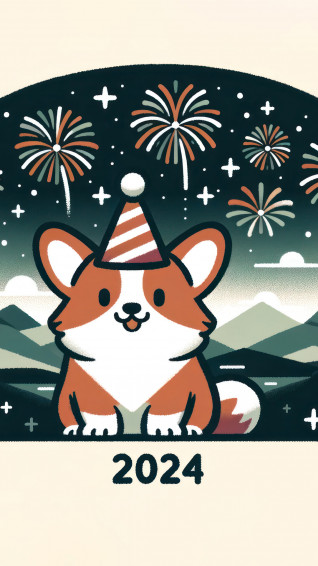 New Year Fireworks Corgi Dog 4k Wallpaper iPhone HD Phone 8560i