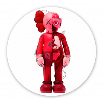 Red Kaws Inspired Circle Acrylic Wall Art Print