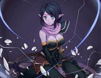 Wallpaper Dota Templar Assassin Lanaya Girl Blue Eyes Petals