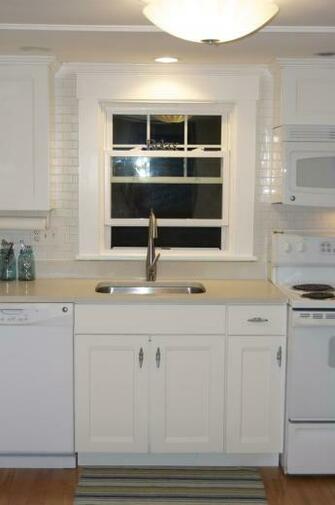 White Subway Tile Backsplash Kitchen Featuring Furniture