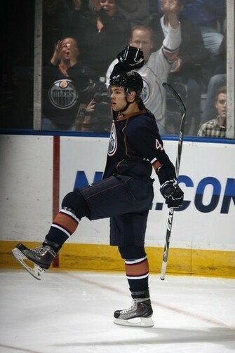 Taylor Hall Of The Edmonton Oilers Celebrates His 3rd