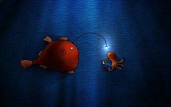 Fish And Squid Wallpaper Stock Photos