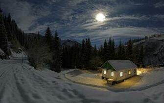 Cold Moon House Wallpaper HD