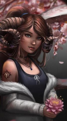 Fantasy Aries Girl Art Wallpaper