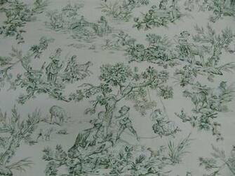 Cotton Toile Drapery Fabric Ivory Green Tan Toiledrap