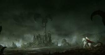 Toren Dragon Rock Paard Unicorn Meisje Rider Zwaard Wallpaper