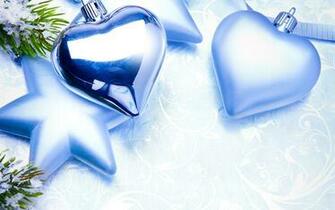 Blue Hearts Christmas Ornaments HD Wallpaper