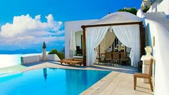 Santorini Beautiful Wallpaper Green Sky Landscape Scenery