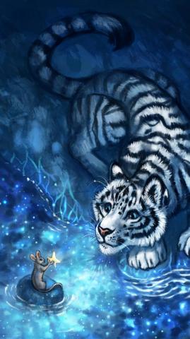 Wallpaper Tiger Mouse Cub Art Animals Cute