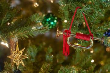 Gold Trumpet Ornament Photo Red Image