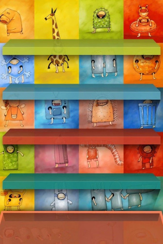 HD iPhone Wallpaper Lovely Cartoon Book Shelf 4s