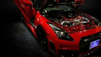 Red Nissan Gt R Bonnet Up Wallpaper