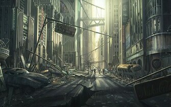 Wallpaper Fallout Art City Ruins Street Skyscraper Car Desktop