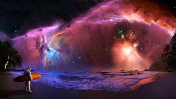 Surfboard Beach Space Astronaut