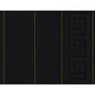 Home Versace Greek Key Black Stripe Luxury 70cm Wallpaper By