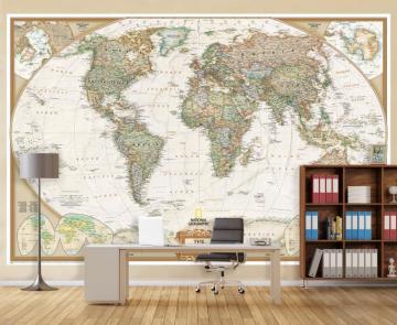 National Geographic World Map Executive Antique Ocean Political