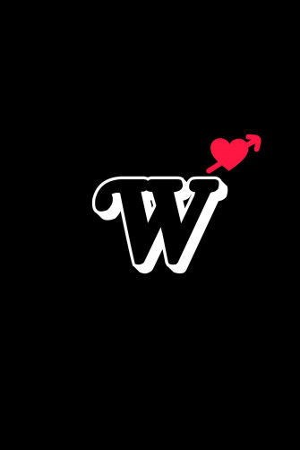 Black And White W With Red Heart Initials Wallpaper