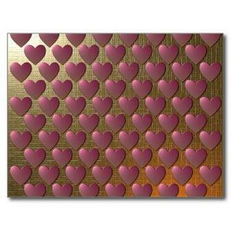 Metallic Gold Wallpaper With Pink Hearts Postcard