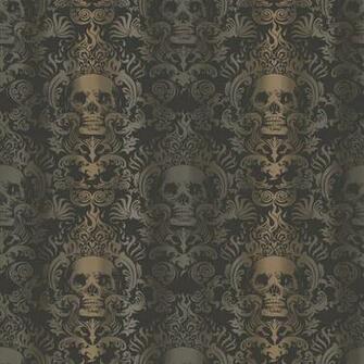 Chesapeake Tot47111 Luther Sand Skull Modern Damask Wallpaper