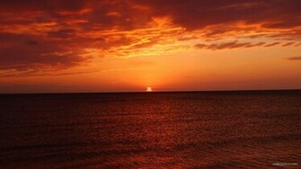 Sunset Ocean Clouds Horizon Dark Waves HD Wallpaper