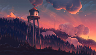 Aaron Campbell Digital Art Trees Clouds Forest Fantasy Wallpaper