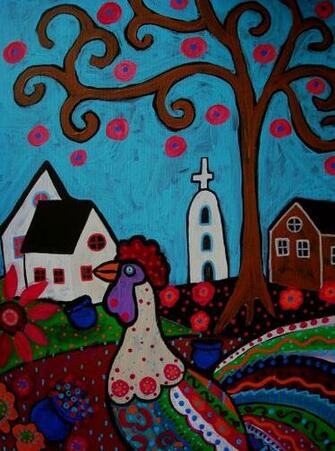 Folk Art Rooster Wallpaper Picswallpaper