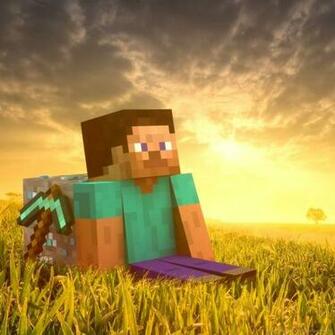 Minecraft Hero With A Diamond Block Wallpaper For iPad