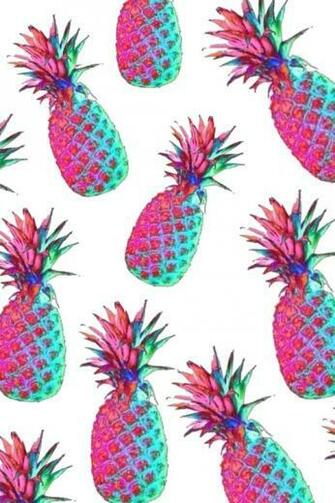 Group Of Pineapples Pink Ligthblue Ligthgreen Cool We Heart It