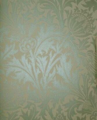 Thistle Wallpaper Irridescent Duck Egg Print On Beige