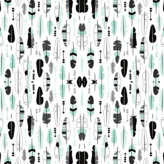 Geometric Vintage Feathers Pastel Arrows In Mint And Coral