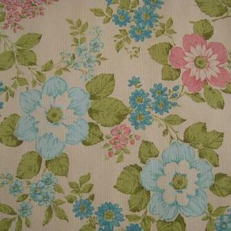 Vintage Wallpaper Pink Blue Floral C1940s