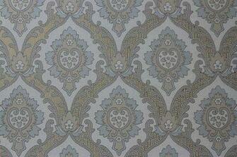 Blue And Beige On White Damask Vintage Wallpaper Made In England