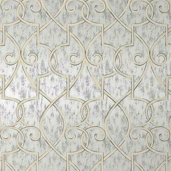 Lattice Wallpaper In Metallic Silver And Artwork Decor