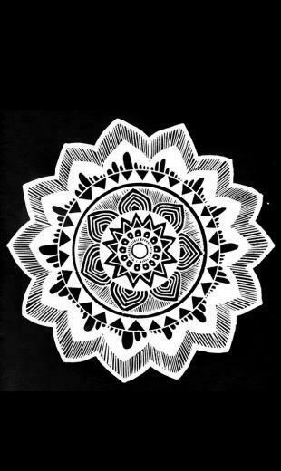 Background Black And White Draw Mandala Self Made Wallpaper
