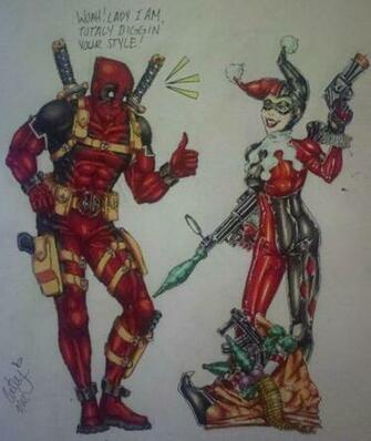 Deadpool N Friends Harley Quinn By Kisaraacedia