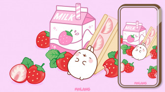 Cute Strawberry Milk Wallpaper From Molang