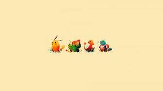 Pokemon Minimalistic Bulbasaur Pikachu Squirtle Sepia