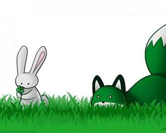 Green Fox Cartoon Background