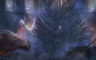 Wallpaper Iron Throne And Dragons Game Of