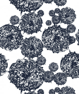 Navy Floral Wallpaper