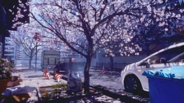 Anime City Spring Cherry Blossom Wallpaper