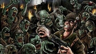 Soldier Fighting Nazi Zombies Cartoon Wallpaper From Zombie