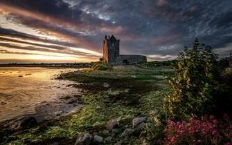 Wallpaper Ireland Galway Castle Clouds River Dusk