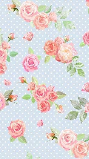 Blue Vintage Floral Dots iPhone Phone Wallpaper Background Flower