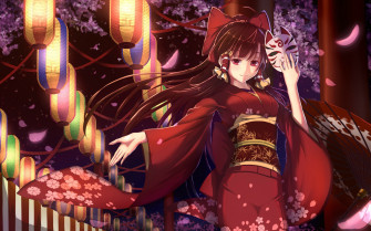 Anime Girls Kimono Hakurei Reimu Touhou Wallpaper HD