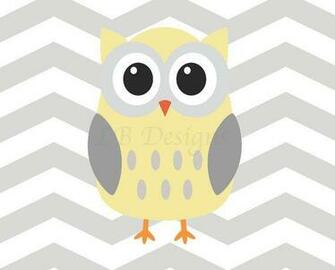 Horizontal Gray And Yellow Chevron Owl Nursery Print By Ljbrodock