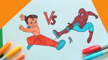 Chhota Bheem Vs Spiderman Coloring Cartoon HD