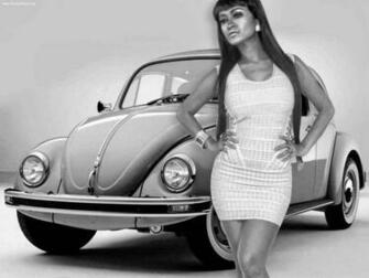 Classic Car And Girl Black White Background