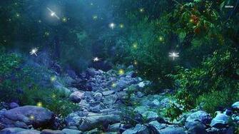 Fireflies In Woods Wallpaper