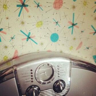 Wallpaper Wall Paper Atomic Aqua Vintage Retro 50s 60s Franciscan Sta